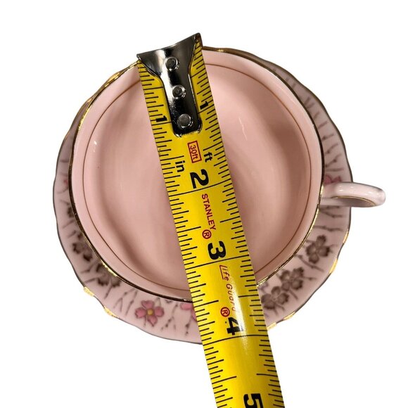 Vtg Tuscan Hand Painted Pink Floral Tea Cup Saucer English Pedestal Gold Trim - Picture 13 of 13